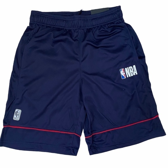 NBA Basketball Shorts Navy Red Piping Logo Small - Picture 1 of 6
